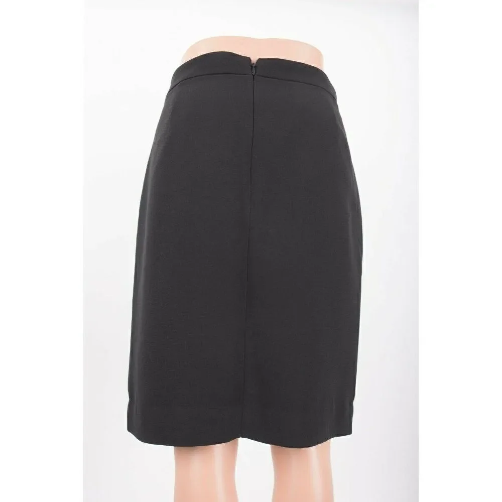 J. Crew Womans Wrap Crepe Pencil Skirt Size 12 Black White Tipped c5875